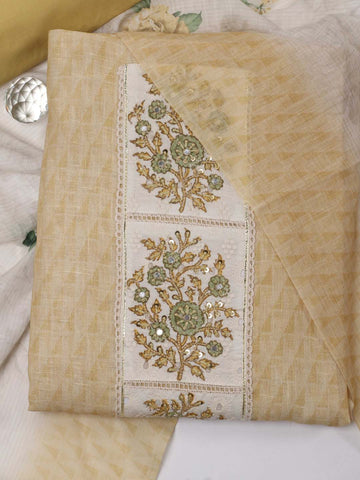 Printed Chanderi Unstitched Suit Piece With Dupatta