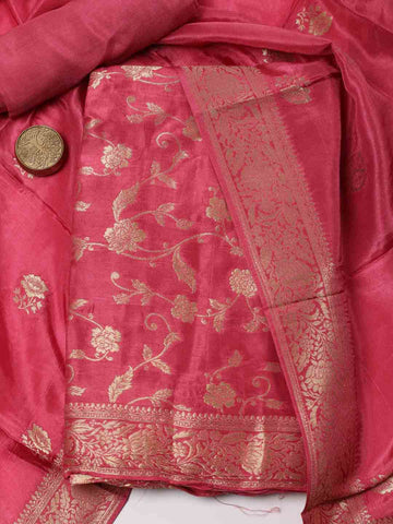 Woven Chanderi Unstitched Suit Piece With Dupatta