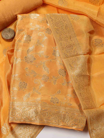 Woven Chanderi Unstitched Suit Piece With Dupatta