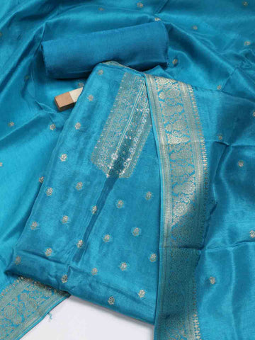 Woven Chanderi Unstitched Suit Piece With Banarsi Dupatta