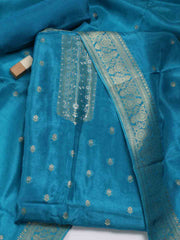 Woven Chanderi Unstitched Suit Piece With Banarsi Dupatta