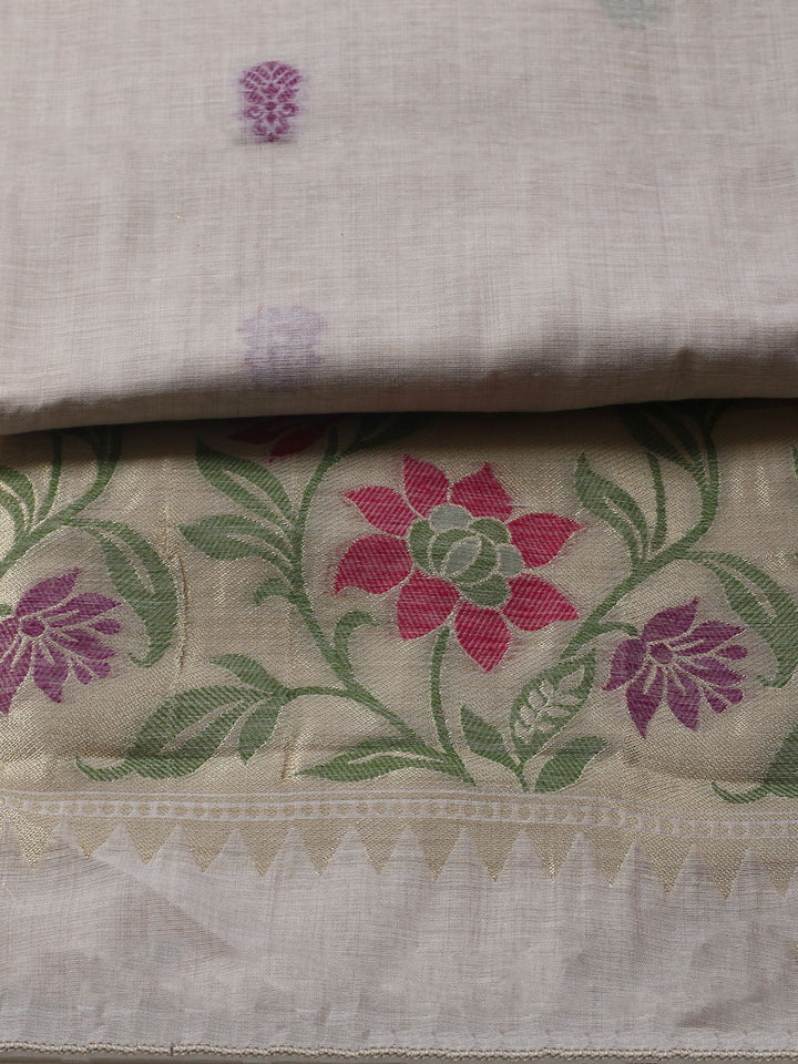 Woven Design Chanderi Unstitched Kurta With Pant &amp; Dupatta