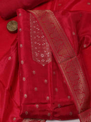 Woven Chanderi Unstitched Suit Piece With Banarsi Dupatta