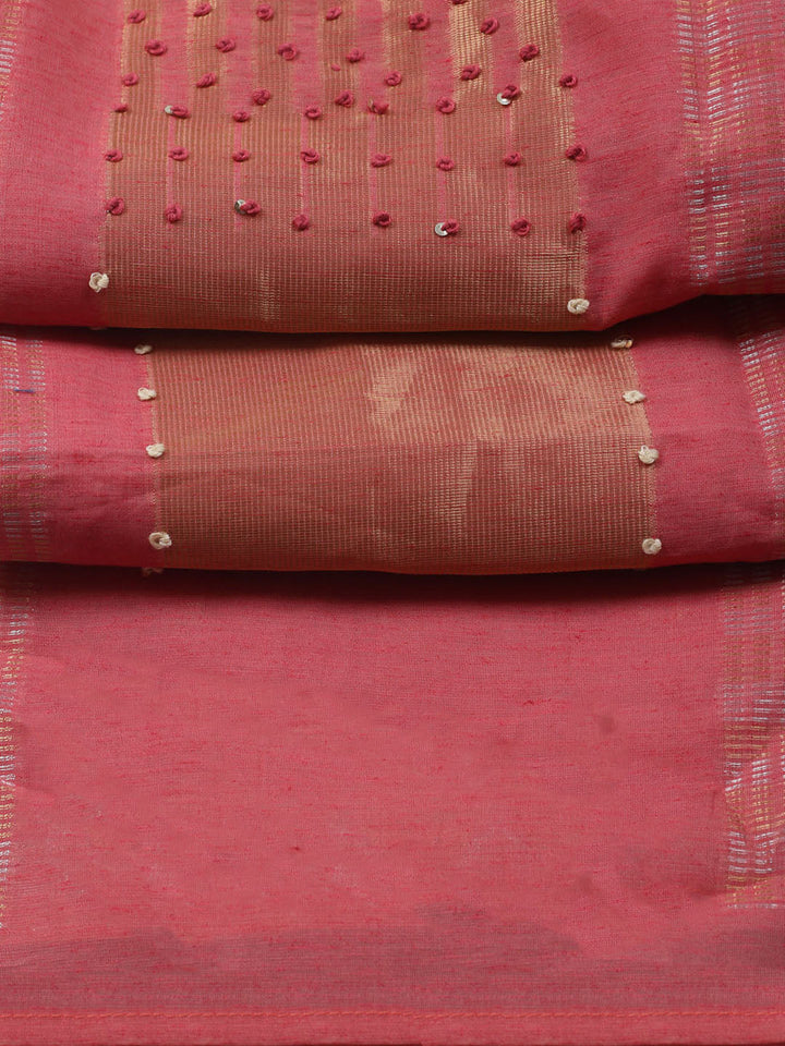 Woven Design Chanderi Unstitched Kurta With Pant &amp; Dupatta