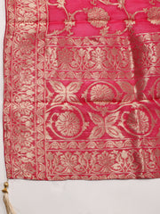 Floral Woven Chanderi Unstitched Suit Piece With Dupatta