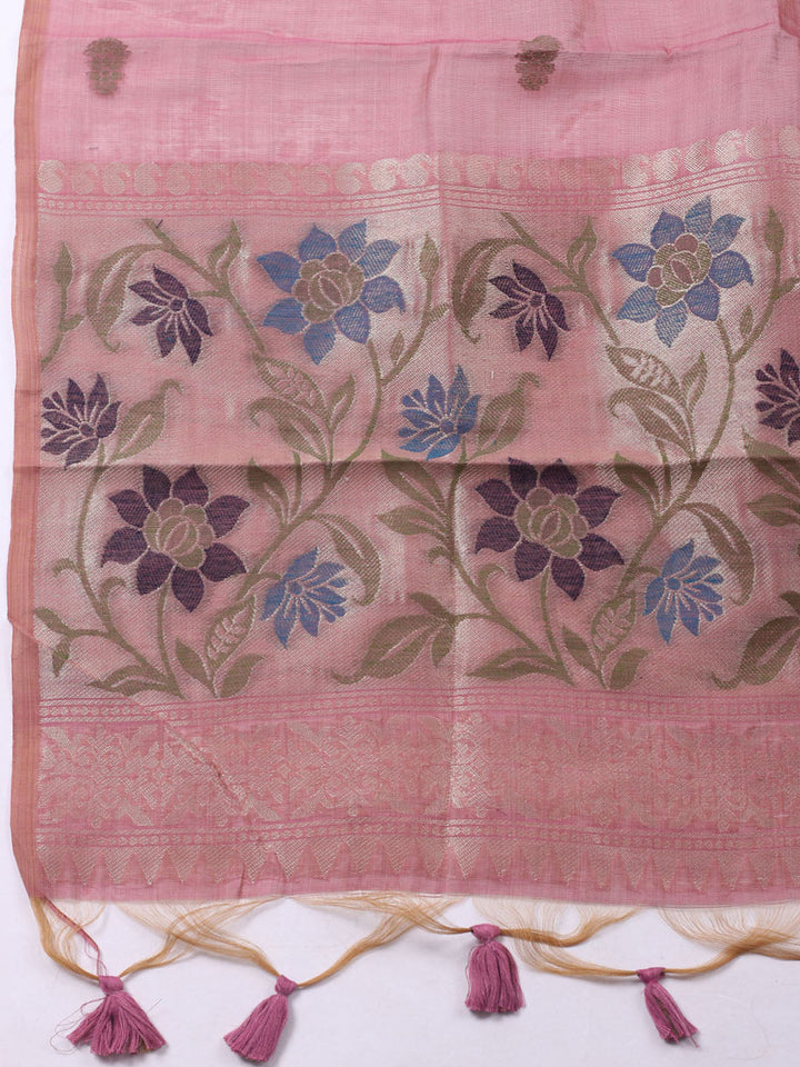Woven Design Chanderi Unstitched Kurta With Pant &amp; Dupatta