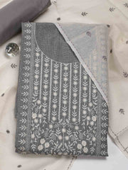 Neck Embroidered Cotton Unstitched Suit Piece With Dupatta