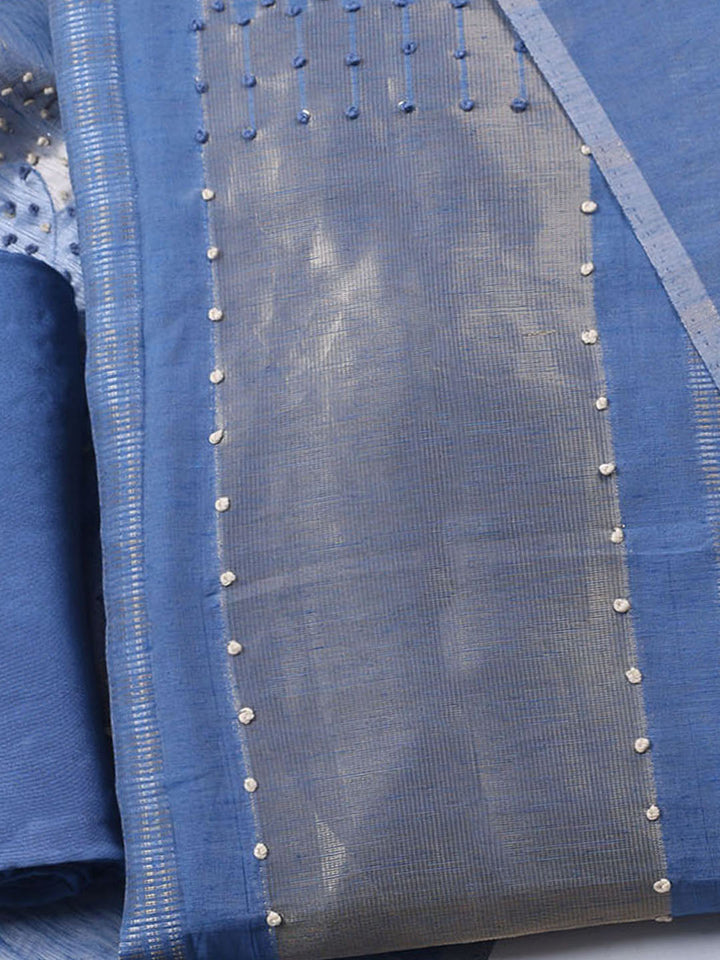 Woven Design Chanderi Unstitched Kurta With Pant &amp; Dupatta