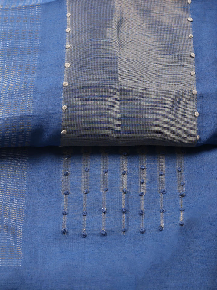 Woven Design Chanderi Unstitched Kurta With Pant &amp; Dupatta