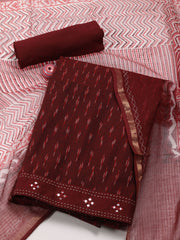 Ikat Printed Cotton Unstitched Suit Piece With Dupatta