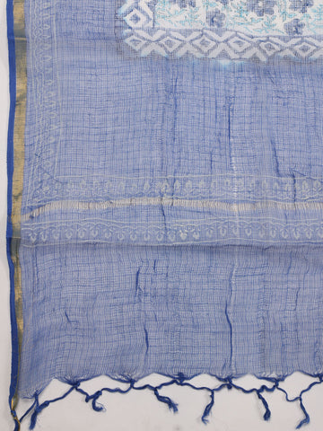 Ikat Printed Cotton Unstitched Suit Piece With Dupatta