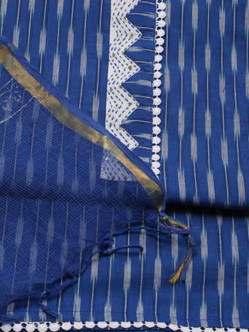 Ikat Printed Cotton Unstitched Suit Piece With Dupatta