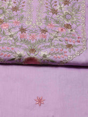 Neck Embroidered Chanderi Unstitched Suit Piece With Dupatta