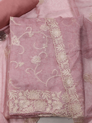 Embroidered Organza Unstitched Suit Piece With Dupatta