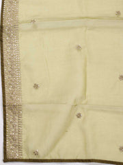 Neck Embroidered Organza Unstitched Suit Piece With Organza Dupatta