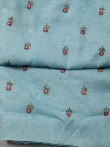 Floral Embroidery Linen Unstitched Suit Piece With Dupatta