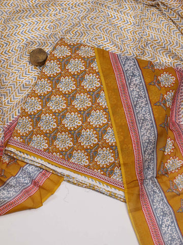 Printed Cotton Unstitched Suit Piece With Dupatta