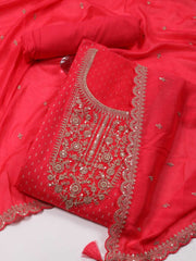 Neck Embroidered Handloom Unstitched Suit Piece With Dupatta