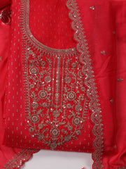 Neck Embroidered Handloom Unstitched Suit Piece With Dupatta