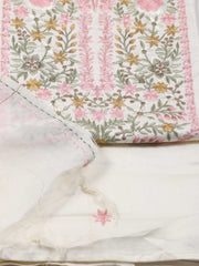 Neck Embroidered Chanderi Unstitched Suit Piece With Dupatta