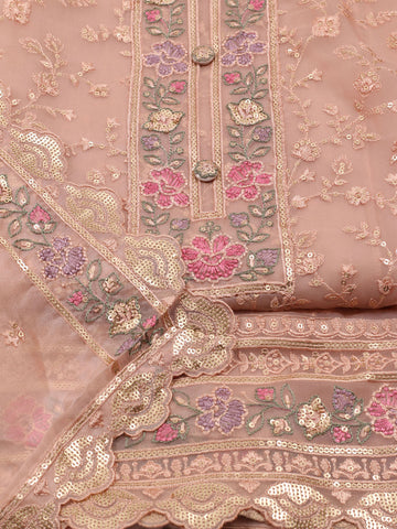 Booti Embroidered Organza Unstitched Suit Piece With Dupatta