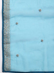 Neck Embroidered Organza Unstitched Suit Piece With Organza Dupatta