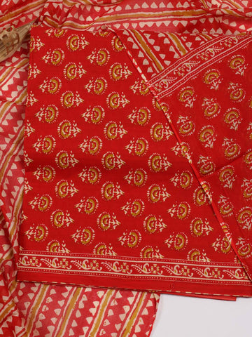 Printed Cotton Unstitched Suit Piece With Dupatta