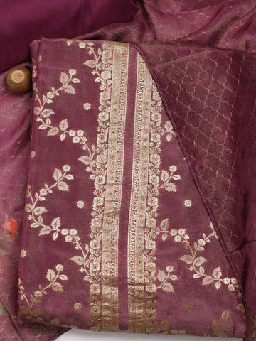 Embroidery Tissue Unstitched Suit Piece With Dupatta