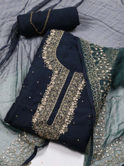 Neck Embroidered Handloom Unstitched Suit Piece With Dupatta