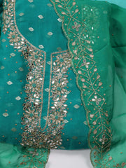 Neck Embroidered Organza Unstitched Suit Piece With Dupatta