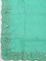 Neck Embroidered Organza Unstitched Suit Piece With Dupatta