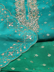 Neck Embroidered Organza Unstitched Suit Piece With Dupatta