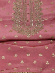 Neck Embroidered Chanderi Unstitched Suit Piece With Dupatta