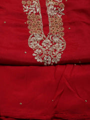 Neck Embroidered Chinnon Unstitched Suit Piece With Dupatta