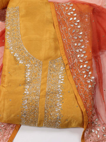 Neck Embroidered Handloom Unstitched Suit Piece With Dupatta