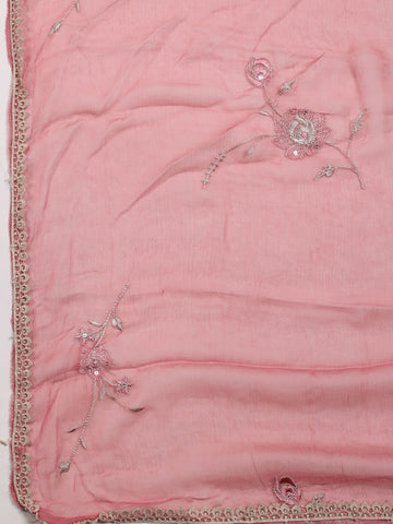 Neck Embroidered Organza Unstitched Suit Piece With Dupatta