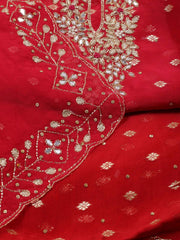 Neck Embroidered Organza Unstitched Suit Piece With Dupatta