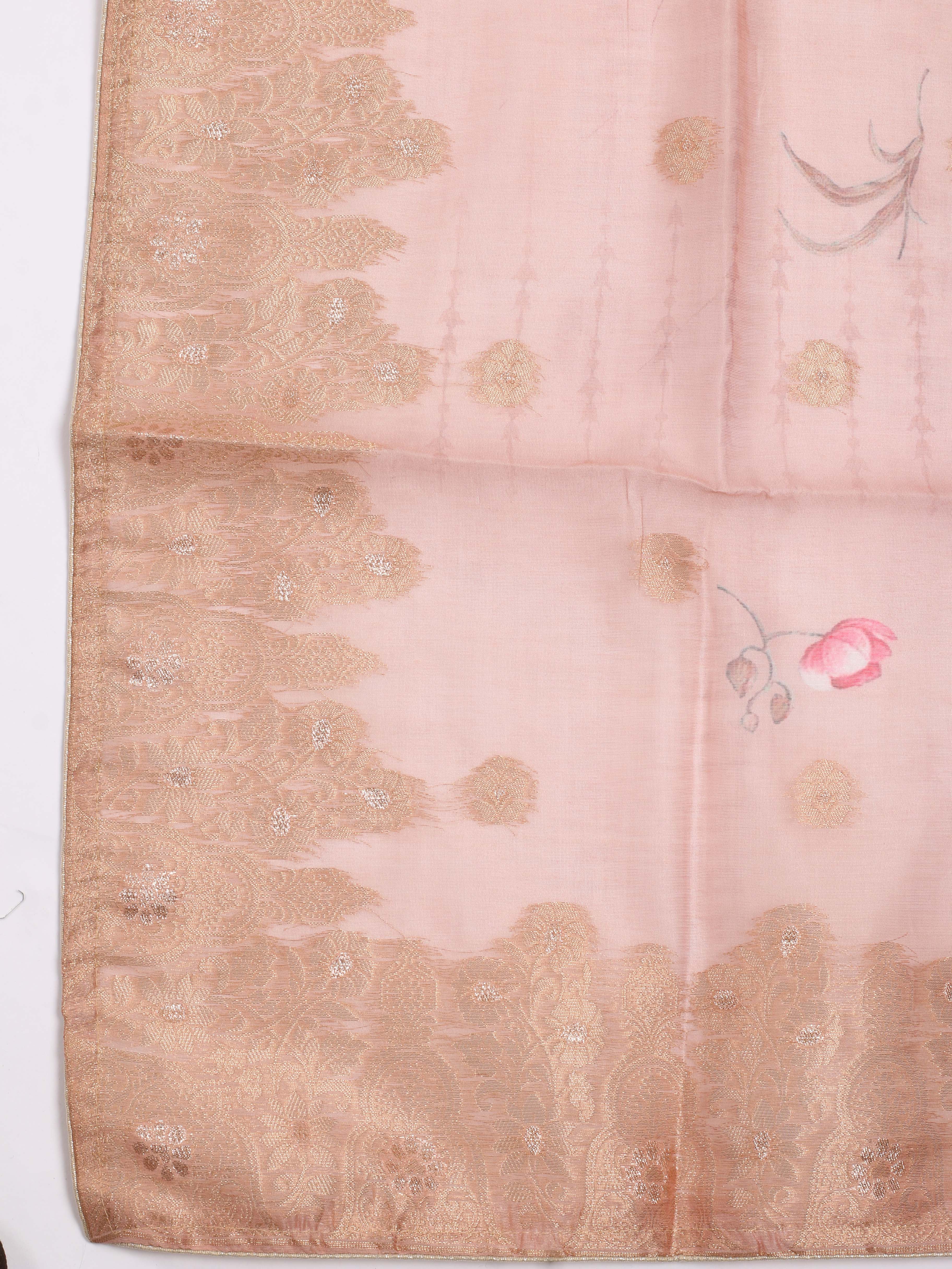 Neck Embroidered Chanderi Unstitched Suit Piece With Dupatta