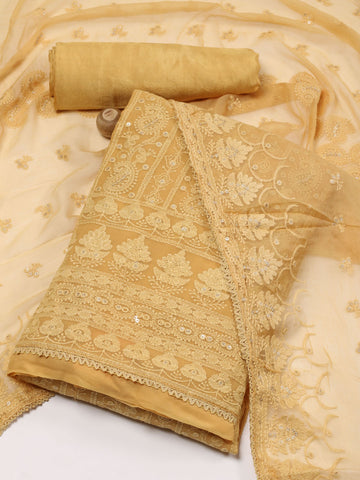 Embroidered Georgette Unstitched Suit Piece With Dupatta