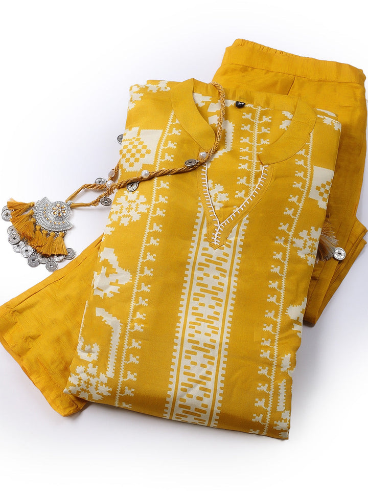 Russion Silk Printed Kurta With Pants