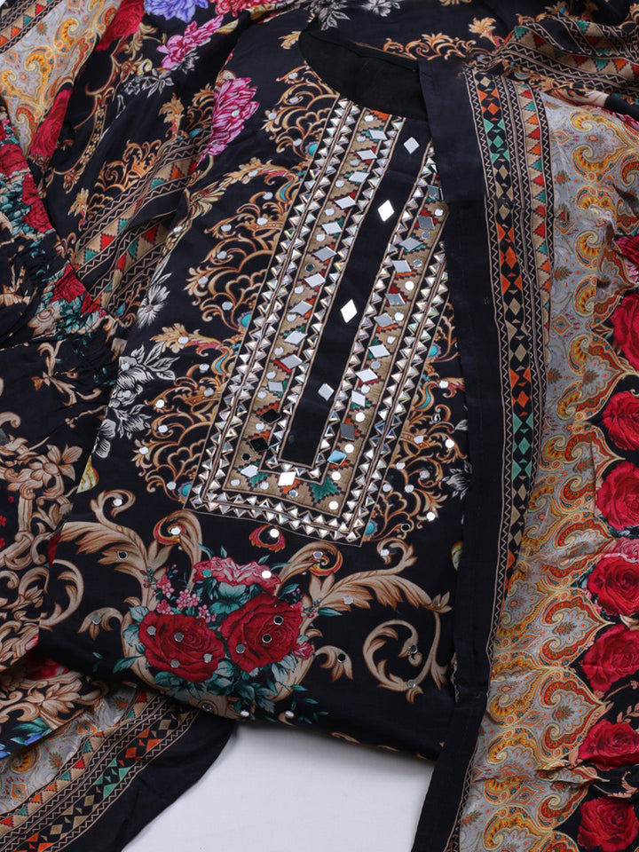 Printed Crepe Kurta With Sharara &amp; Dupatta