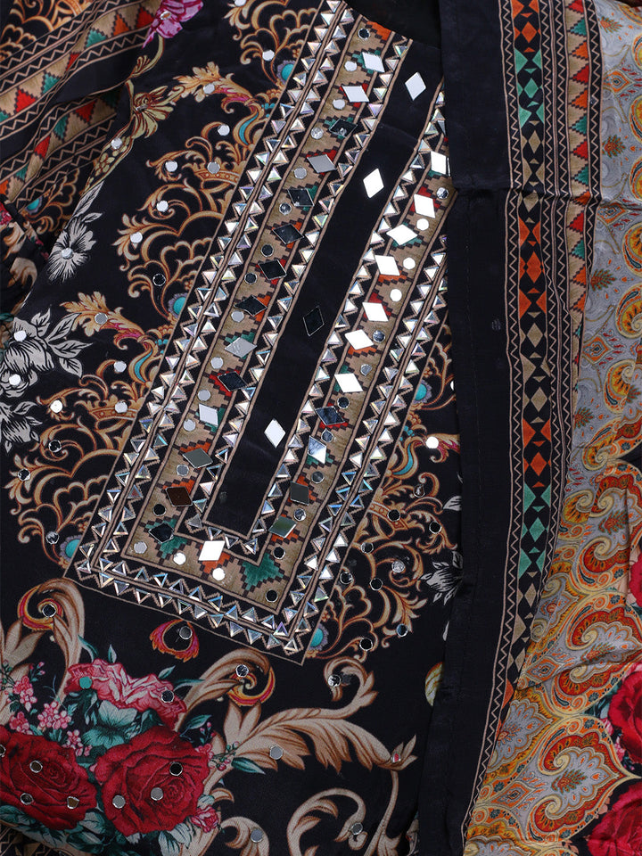 Printed Crepe Kurta With Sharara &amp; Dupatta