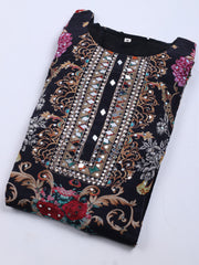 Printed Crepe Kurta With Sharara & Dupatta