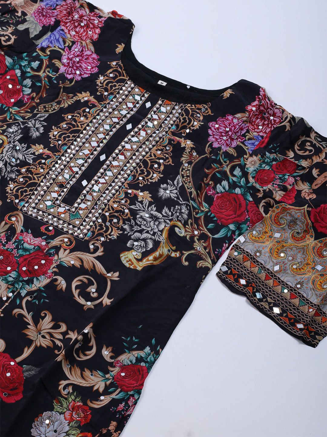 Printed Crepe Kurta With Sharara &amp; Dupatta
