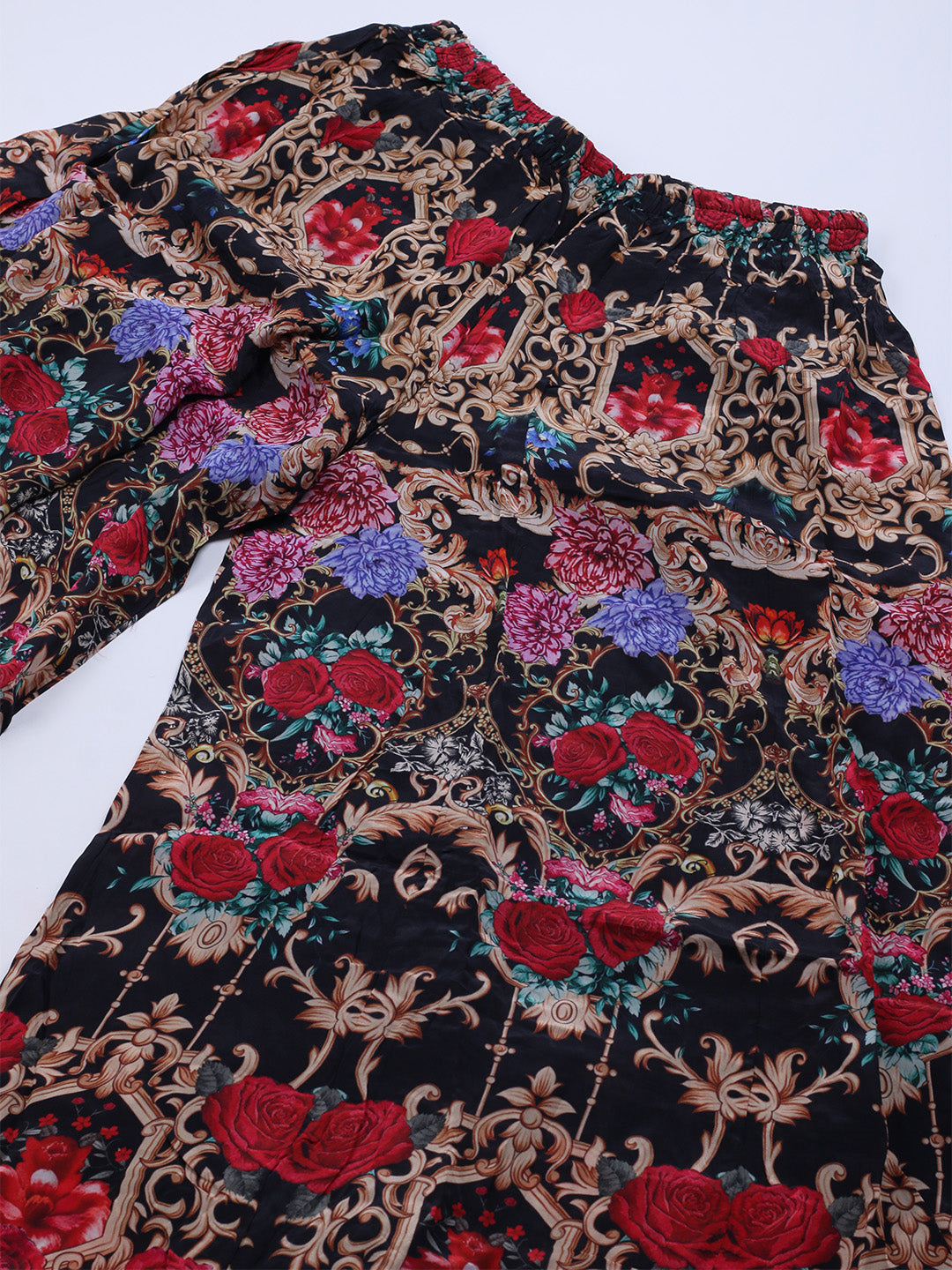 Printed Crepe Kurta With Sharara & Dupatta