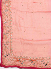 Neck Embroidered Chinnon Unstitched Suit Piece With Dupatta
