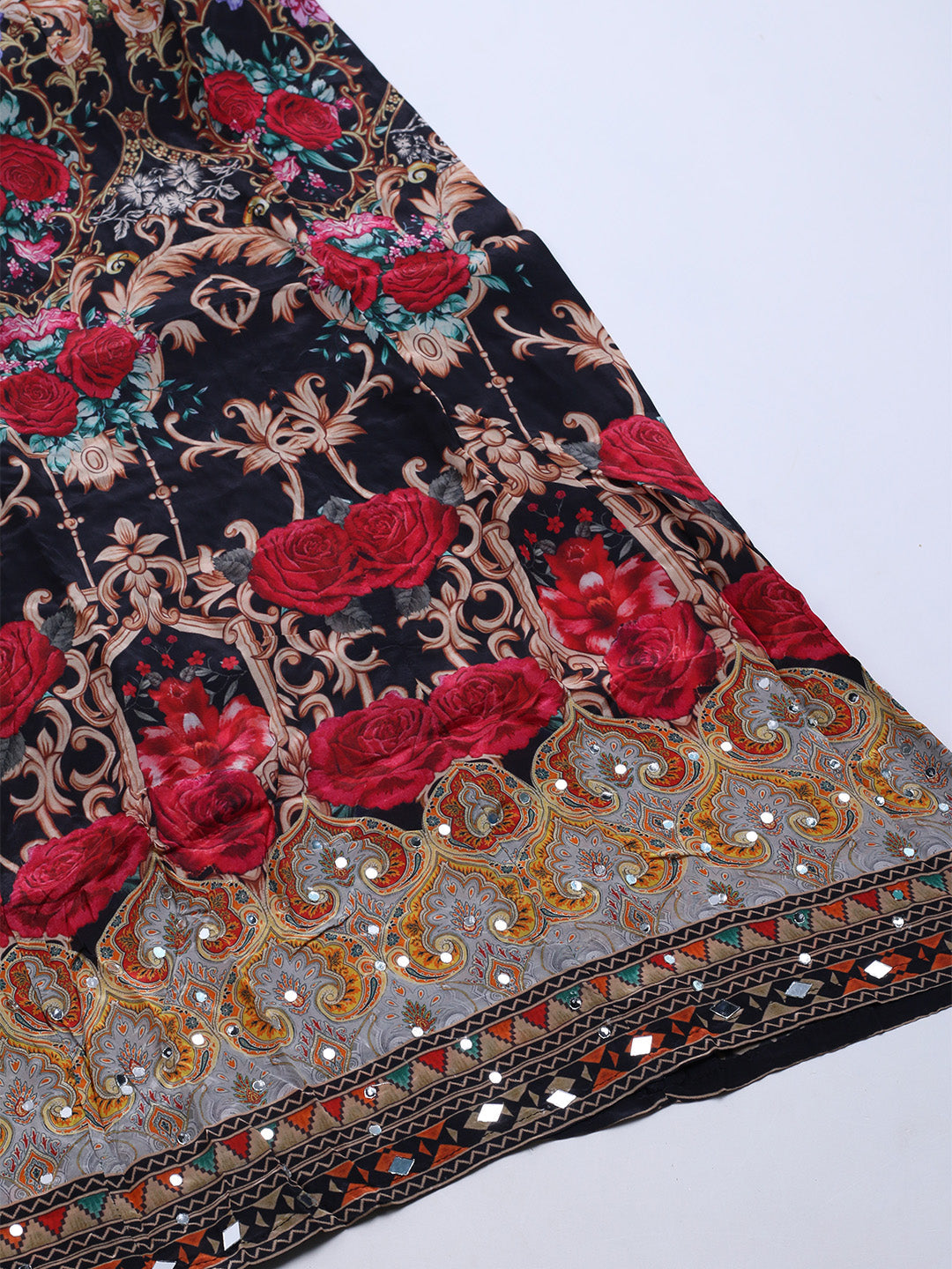 Printed Crepe Kurta With Sharara &amp; Dupatta
