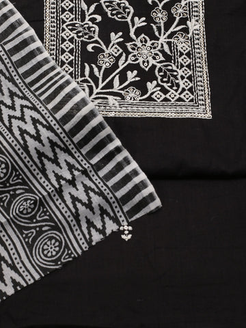 Printed Neck Embroidery Cotton Unstitched Suit Piece With Dupatta