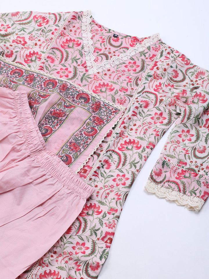 Printed Chanderi Kurta With Pants &amp; Dupatta