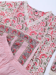 Printed Chanderi Kurta With Pants & Dupatta